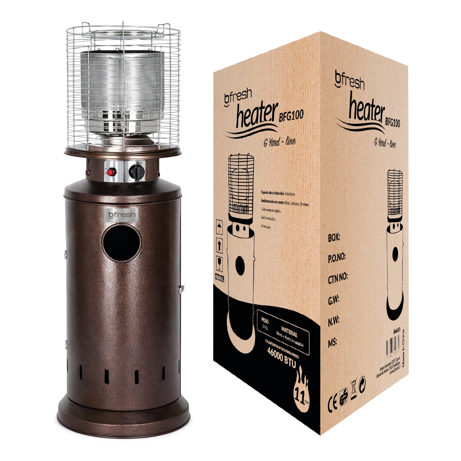 Estufa de Patio exterior a Gas 11 kg con Funda Bfresh