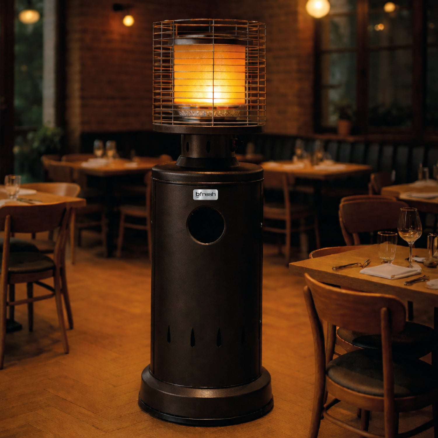 Estufa De Patio Baja Negra a Gas de 11kg | Terrazas Interior Exterior Bfresh