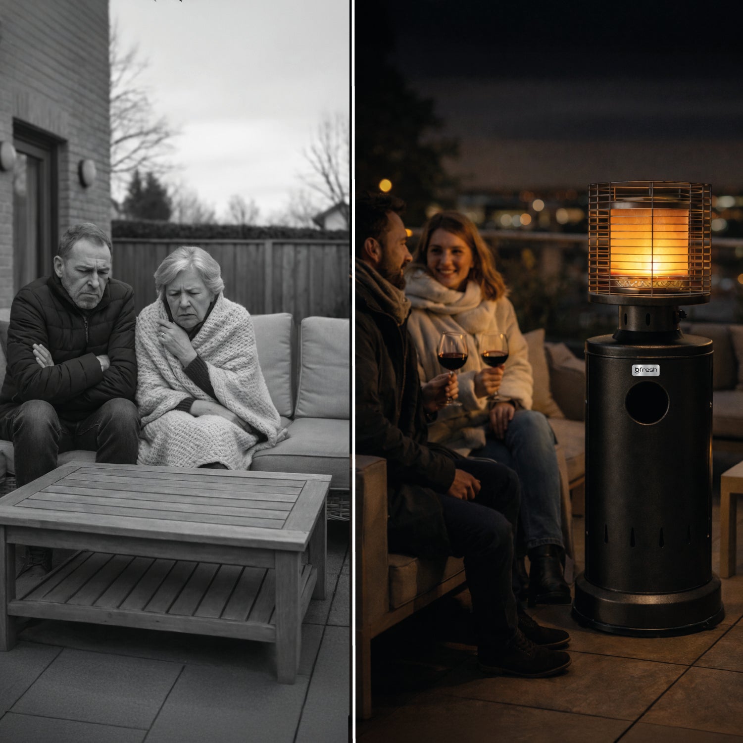 Estufa De Patio Baja Negra a Gas de 11kg | Terrazas Interior Exterior Bfresh