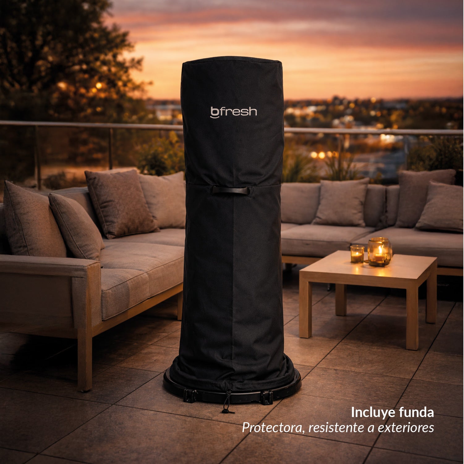 Estufa De Patio Baja Plateada a Gas de 11kg Terrazas Interior Exterior Bfresh