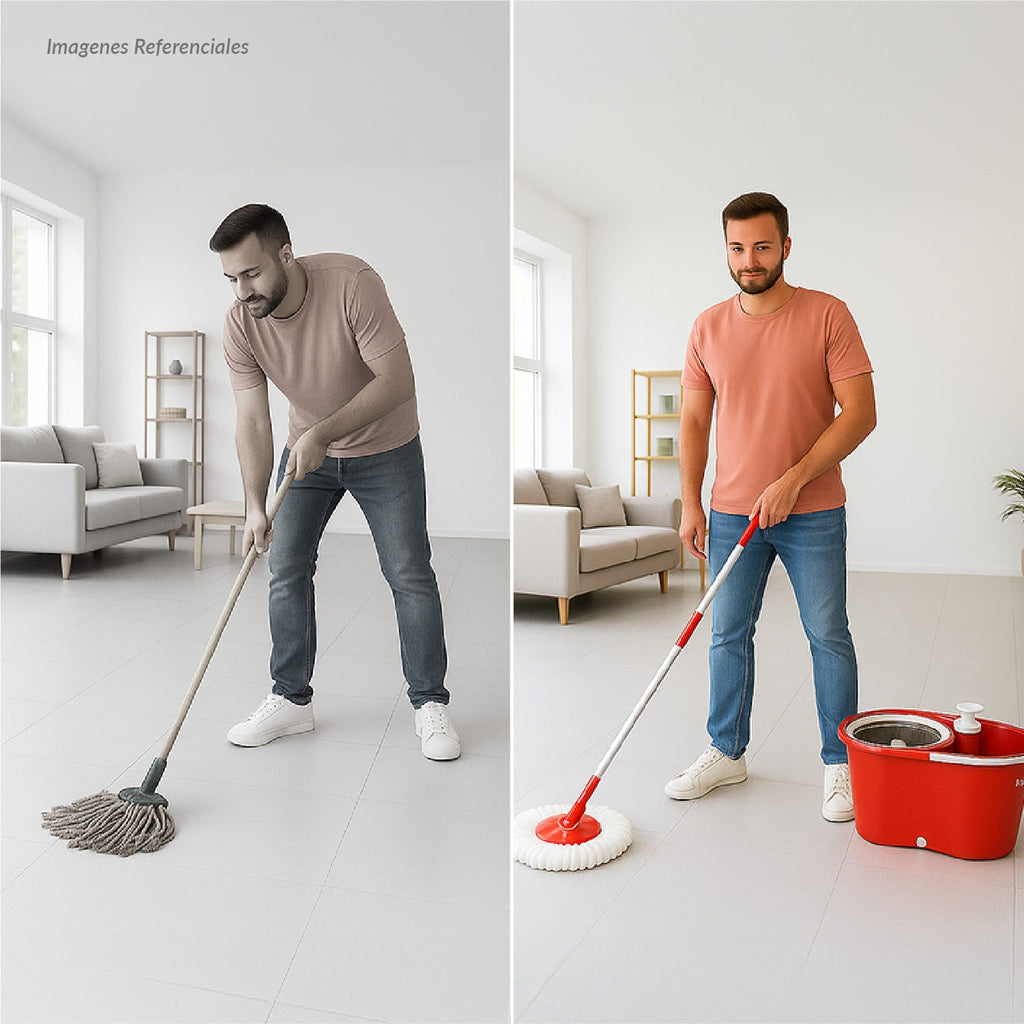 Mopa Giratoria 360° y Balde con interior de Acero Inox Bfresh