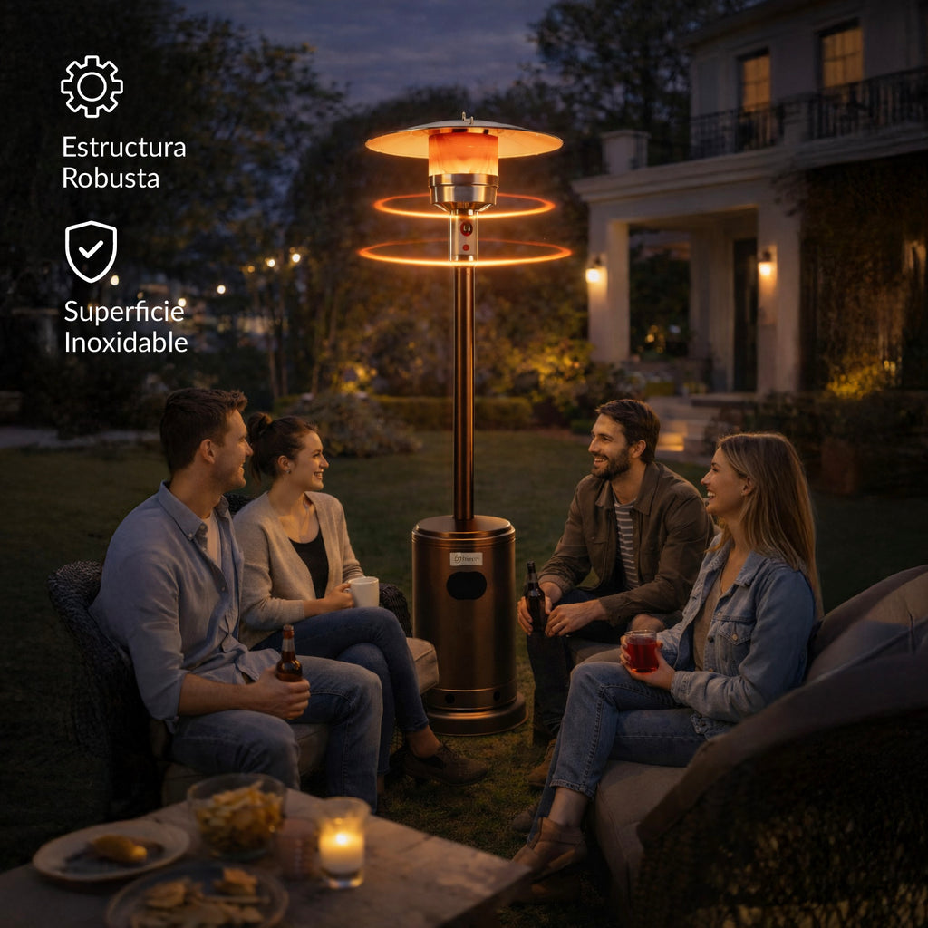 Estufa De Patio Exterior A Gas 50,000 Btu Antivuelco Bfresh Marrón Oscuro