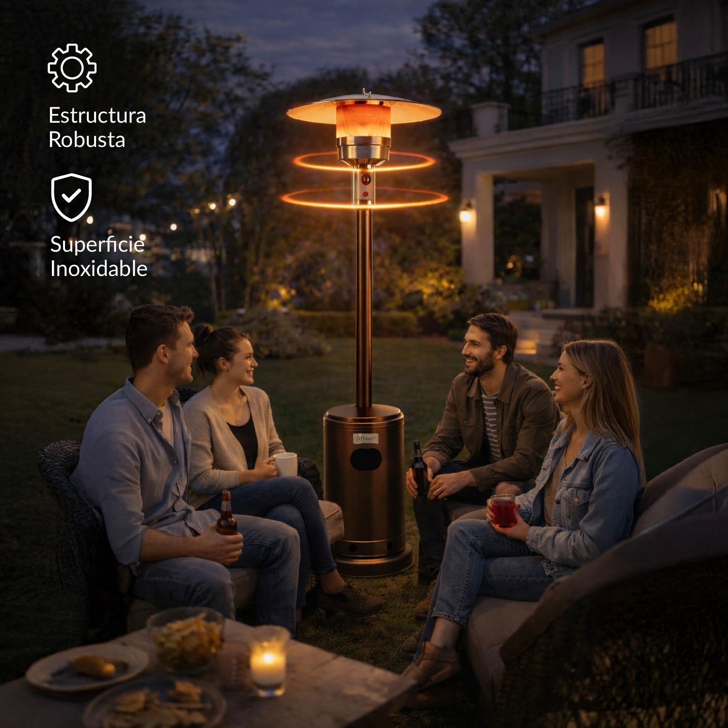 Estufa De Patio Exterior A Gas 50,000 Btu Antivuelco Bfresh Marrón Oscuro