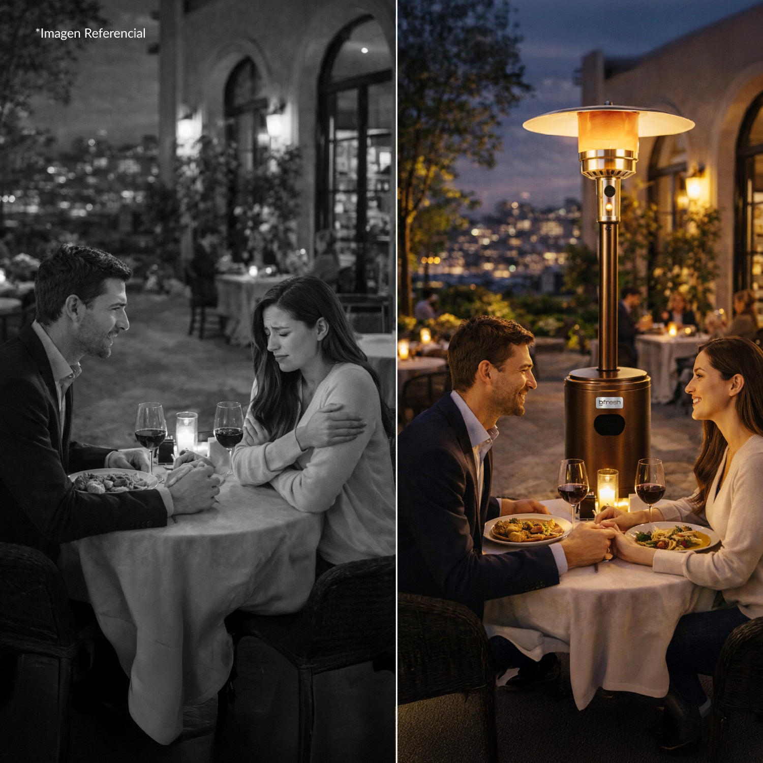 Estufa De Patio Exterior A Gas 50,000 Btu Antivuelco Bfresh Marrón Oscuro