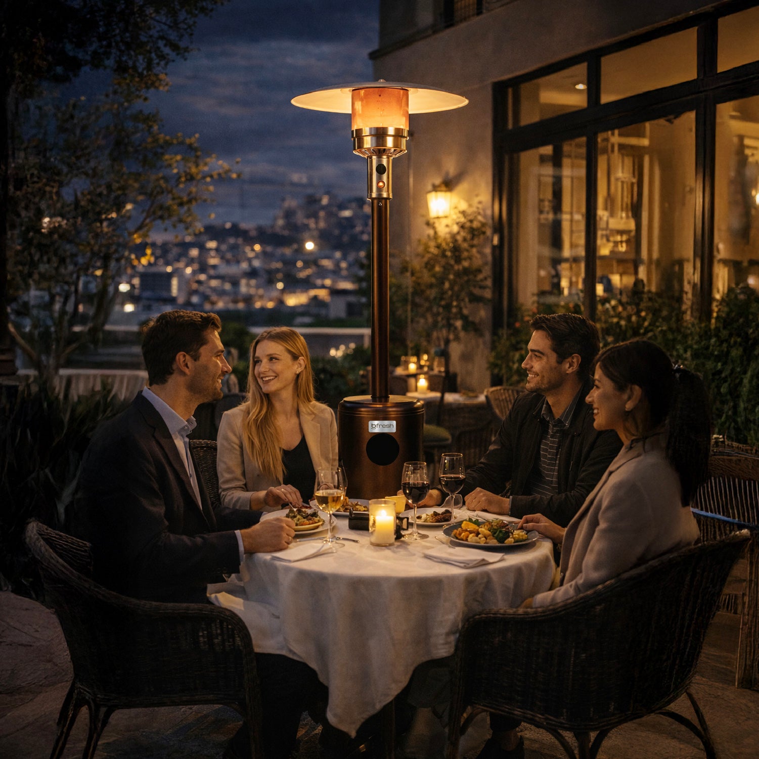 Estufa De Patio Exterior A Gas 50,000 Btu Antivuelco Bfresh Marrón Oscuro