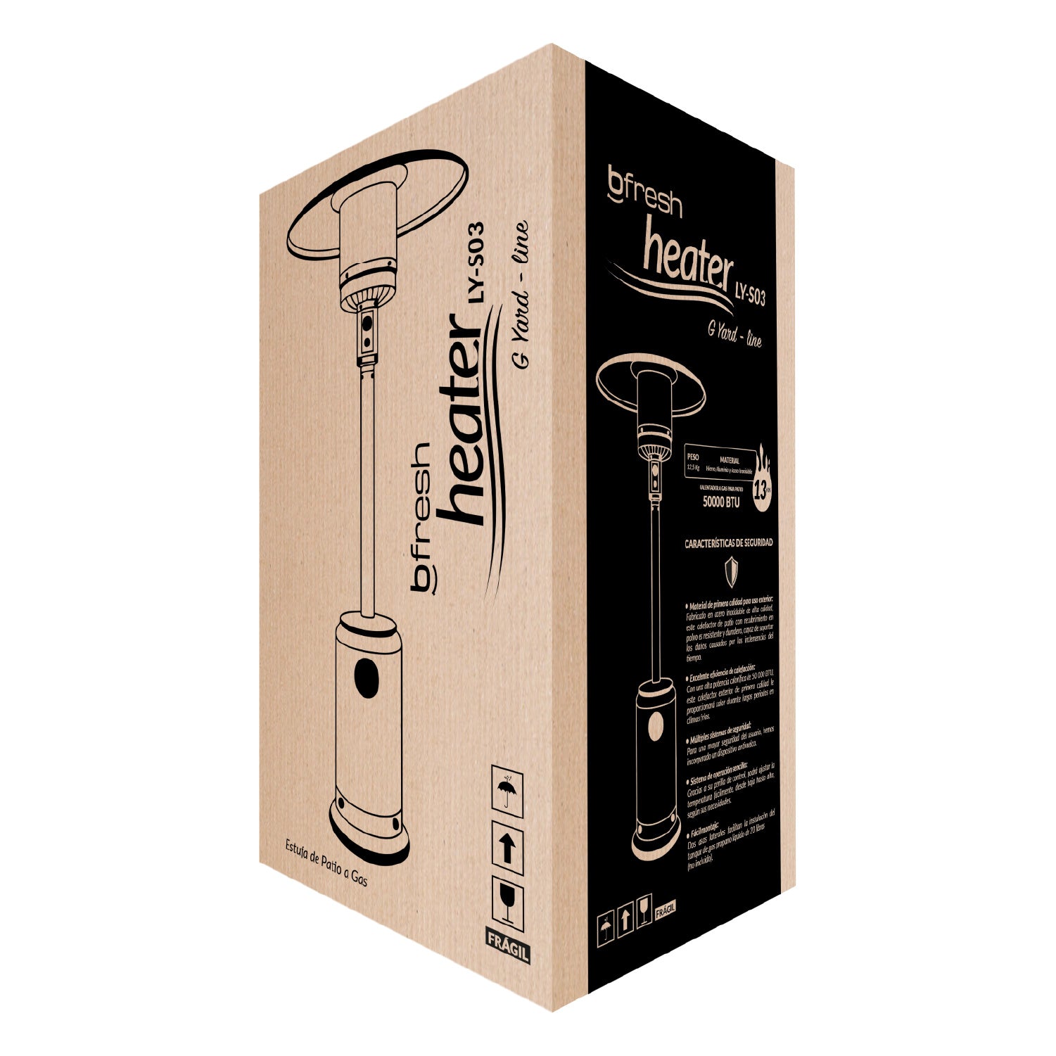 Estufa De Patio Exterior A Gas 50,000 BTU Plateado Antivuelco Bfresh