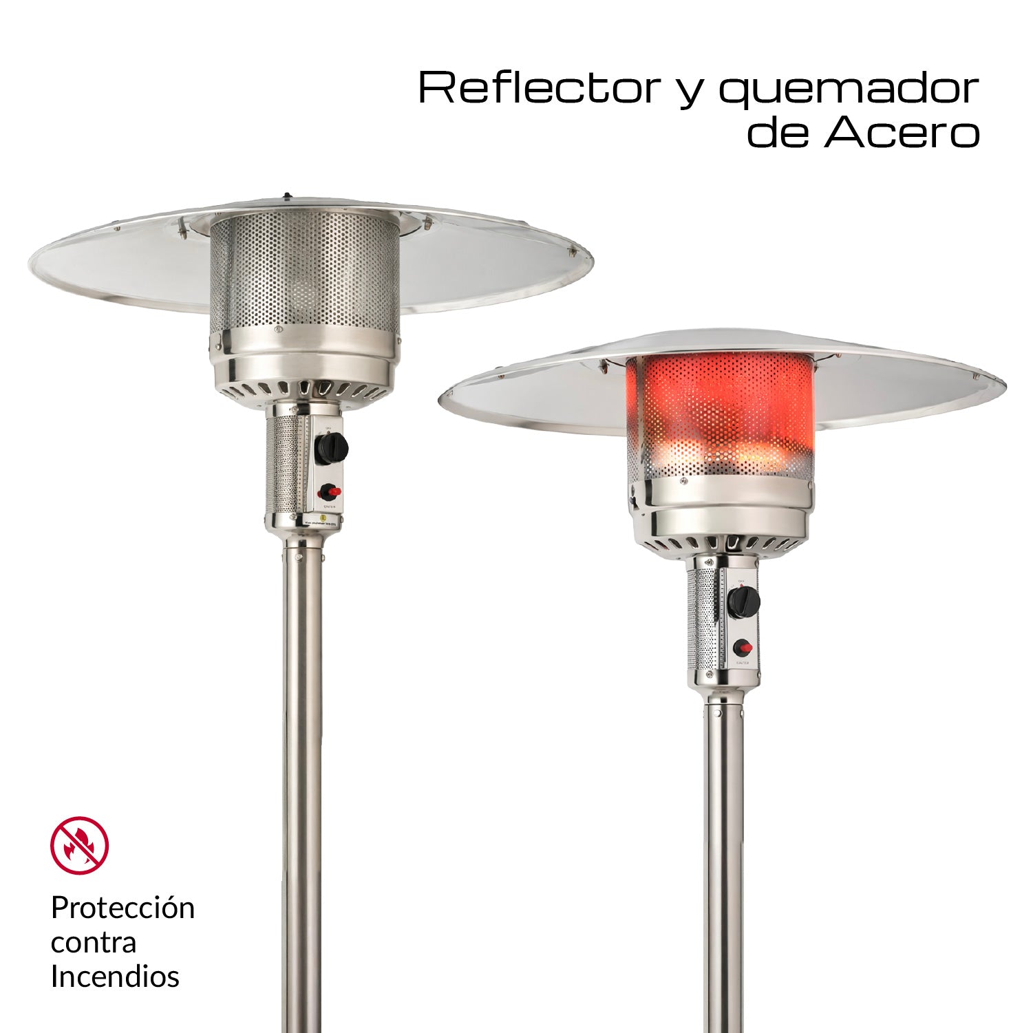 Estufa De Patio Exterior A Gas 50,000 BTU Plateado Antivuelco Bfresh