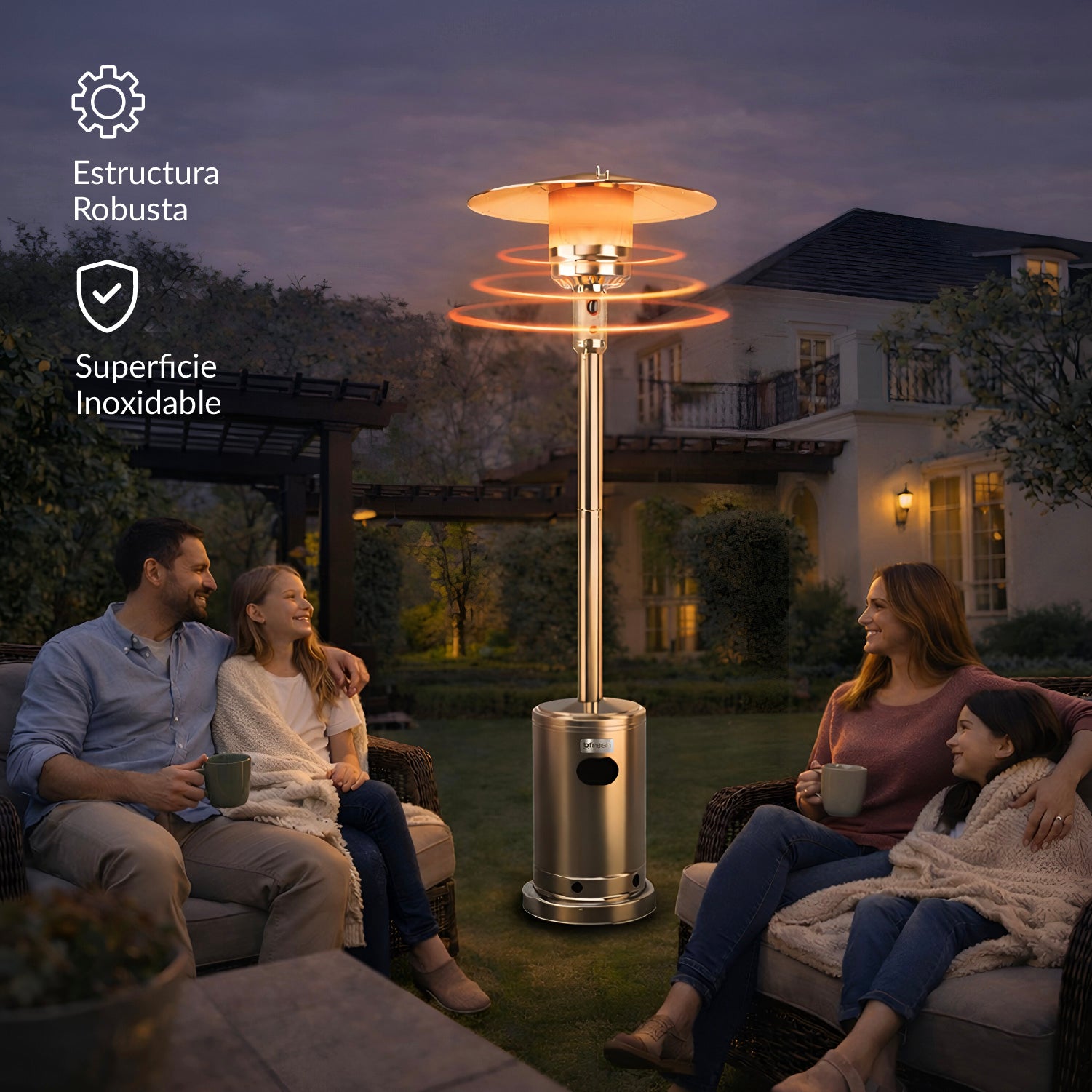 Estufa De Patio Exterior A Gas 50,000 BTU Plateado Antivuelco Bfresh