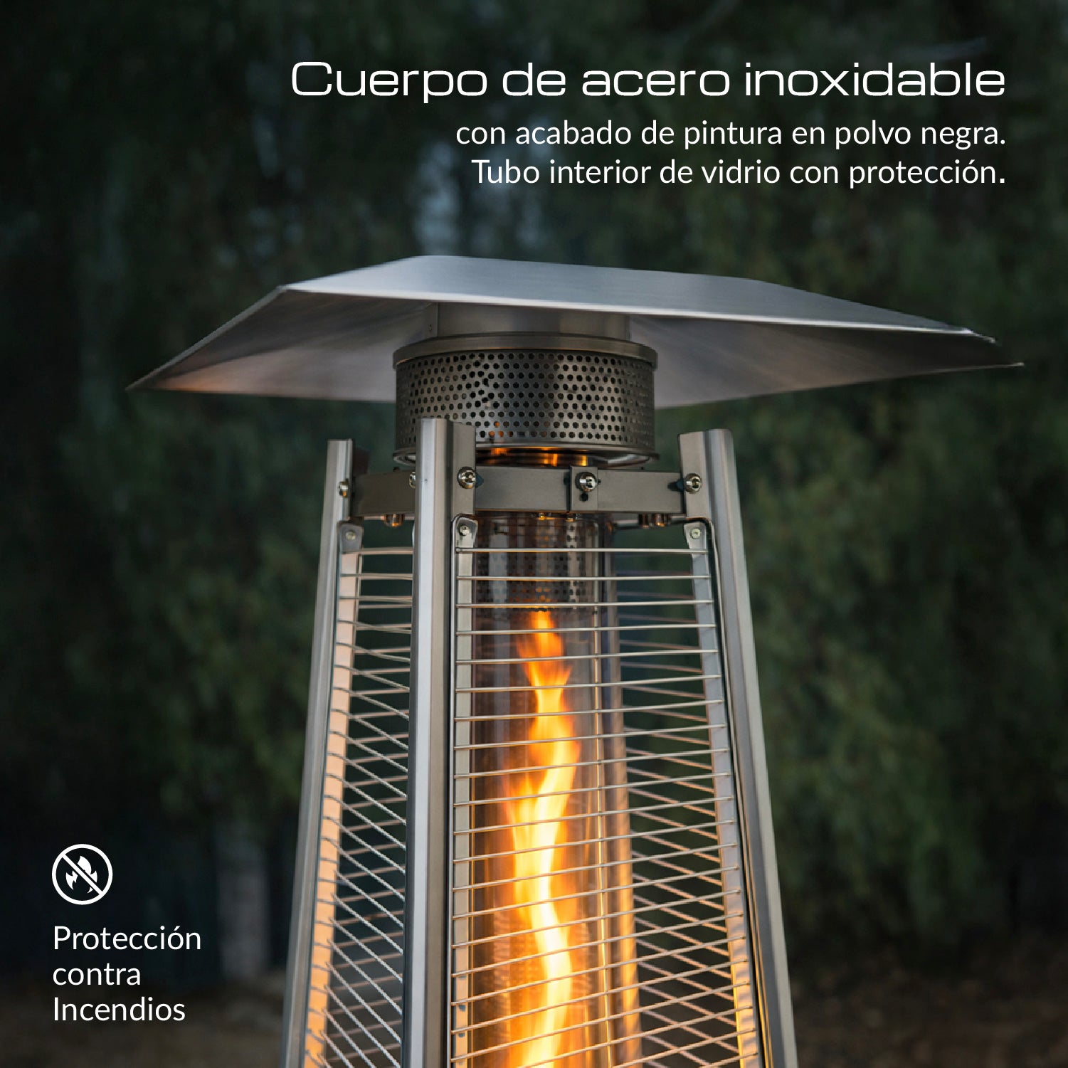 Estufa De Patio Tipo Pirámide A Gas 14kw Negro Bfresh