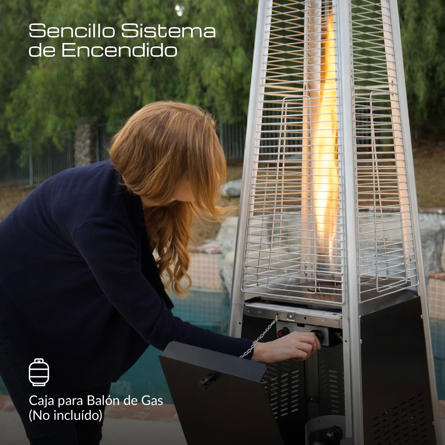 Estufa De Patio Tipo Pirámide A Gas 14kw Negro Bfresh