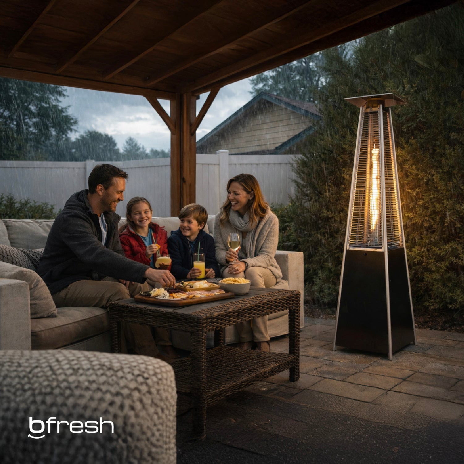 Estufa De Patio Tipo Pirámide A Gas 14kw Negro Bfresh