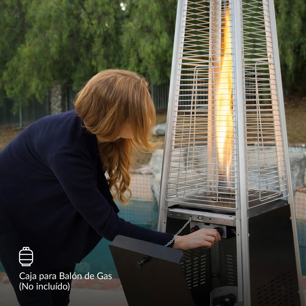 Estufa De Patio Tipo Pirámide A Gas 12,5kw Negro Bfresh