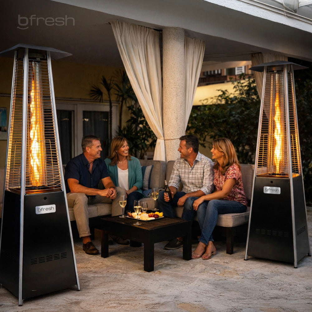 Estufa De Patio Tipo Pirámide A Gas 12,5kw Negro Bfresh
