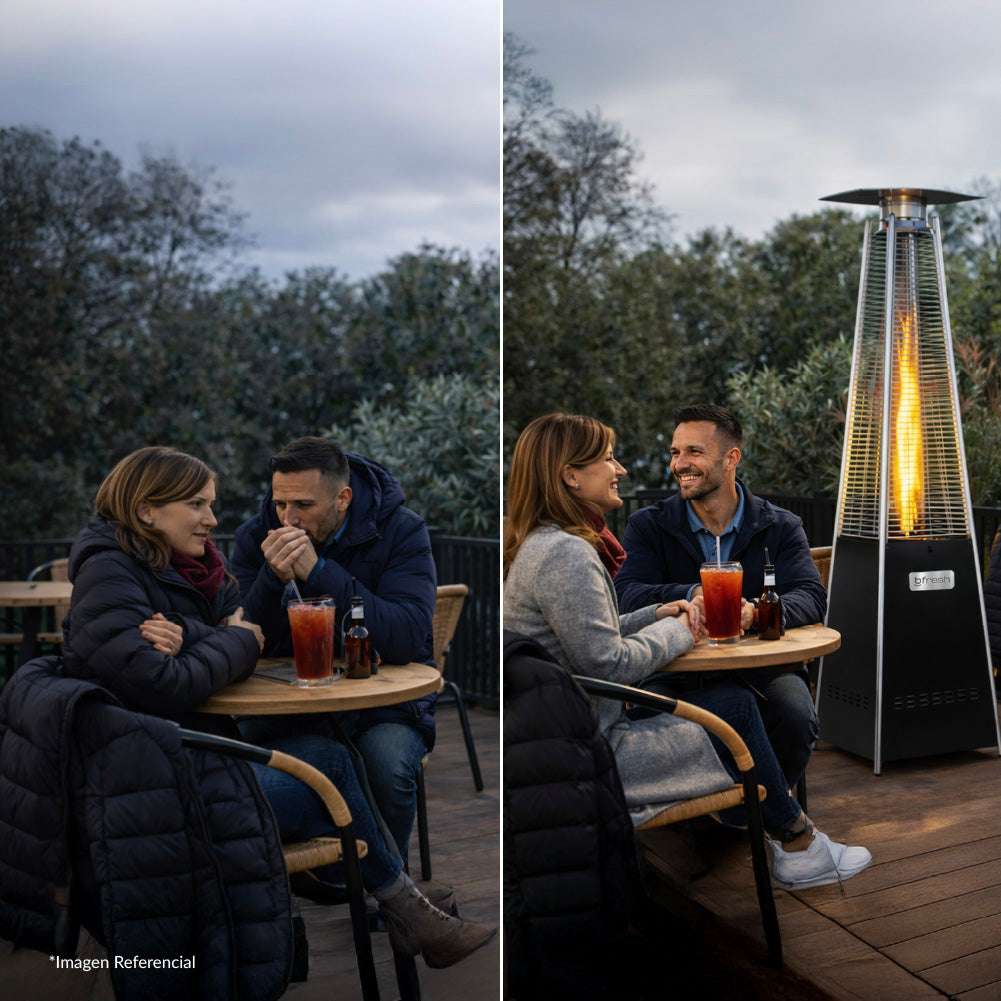 Estufa De Patio Tipo Pirámide A Gas 12,5kw Negro Bfresh