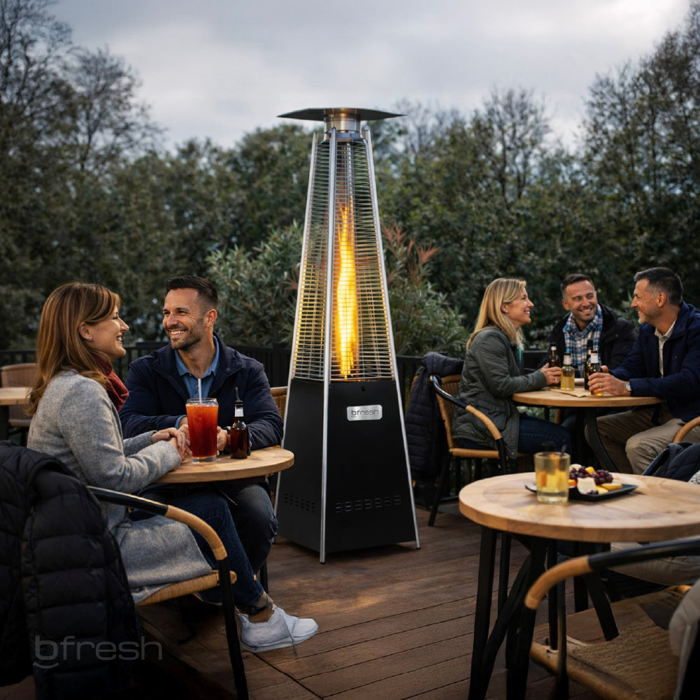 Estufa De Patio Tipo Pirámide A Gas 12,5kw Negro Bfresh
