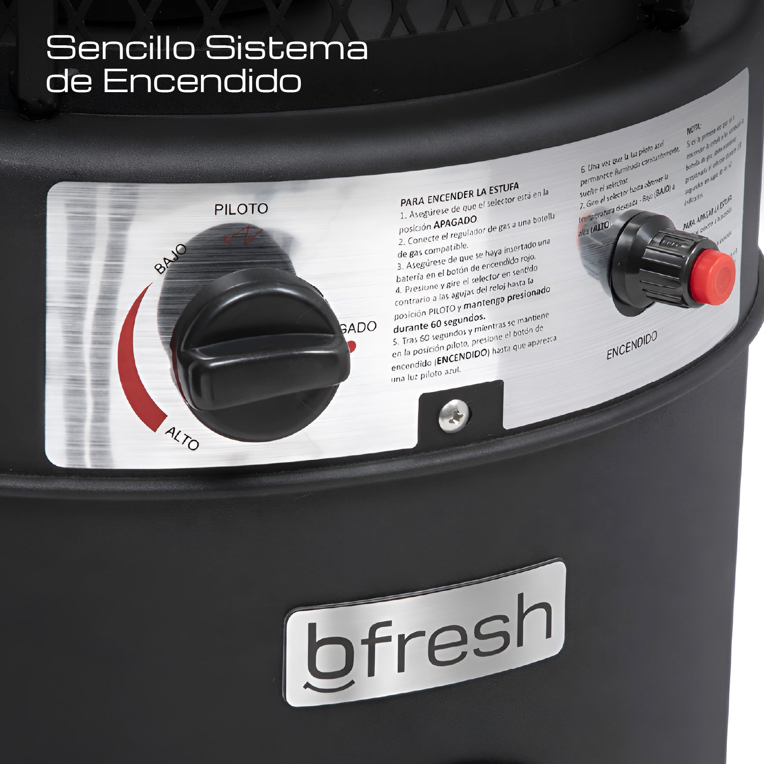 Estufa Patio Exterior Cilíndrica A Gas 12,5kw Negra Bfresh