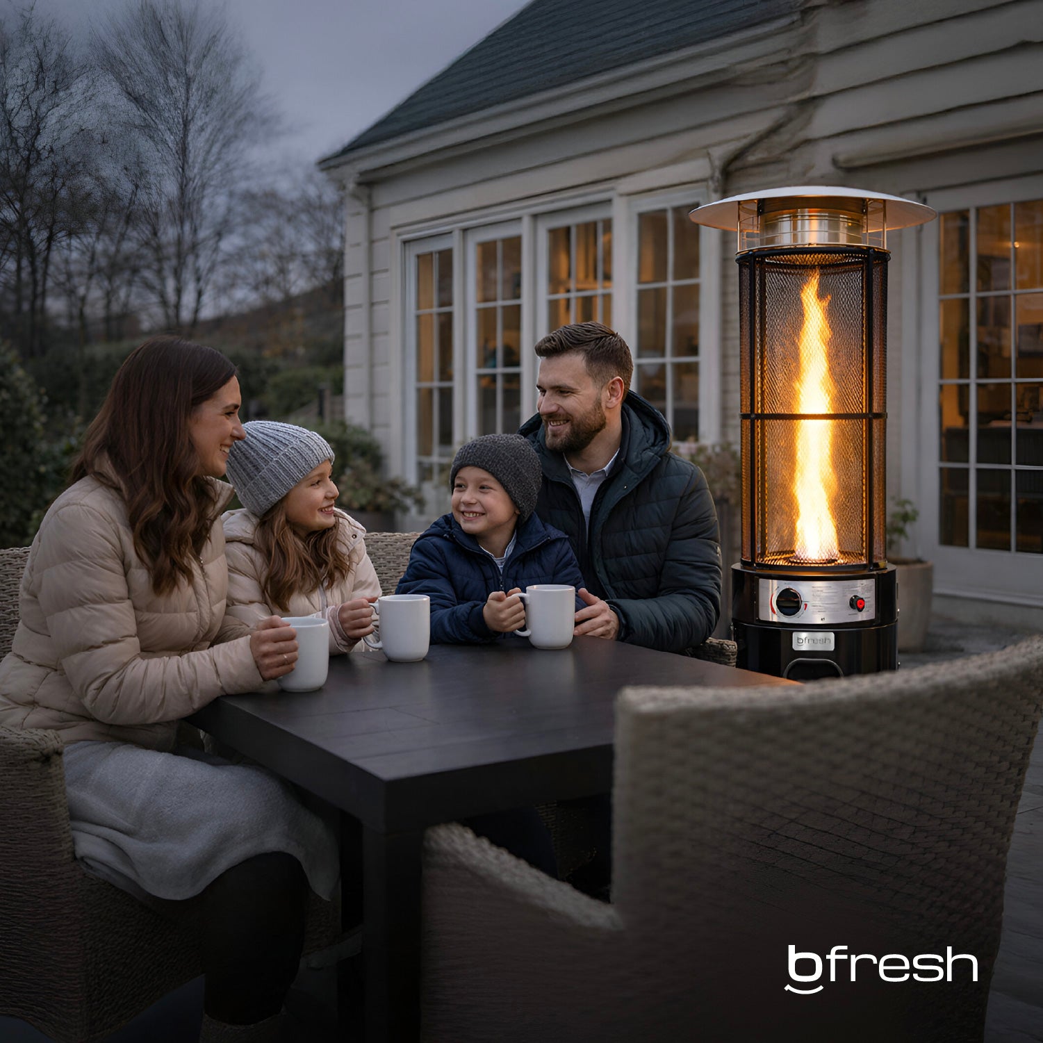 Estufa Patio Exterior Cilíndrica A Gas 12,5kw Negra Bfresh